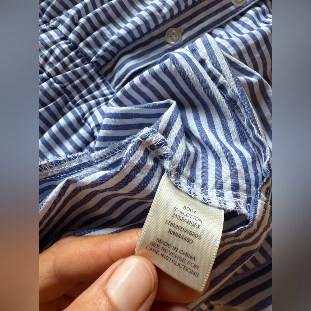Love Fire sleeveless shirt dress blue and white stripe medium - Picture 4 of 4